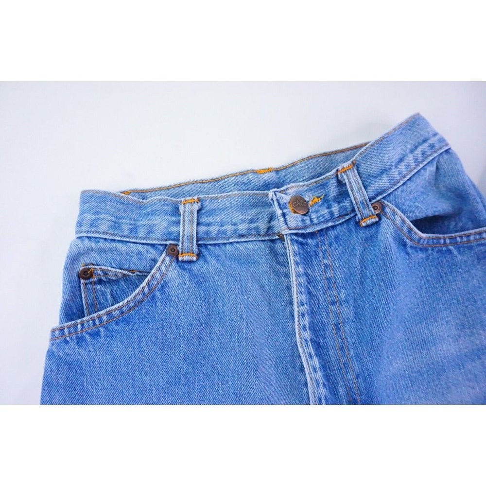Vintage Chic 80s H.I.S Mom Jeans High Rise Straight Leg Blue 5 Pocket Size 6/7 - Picture 2 of 8
